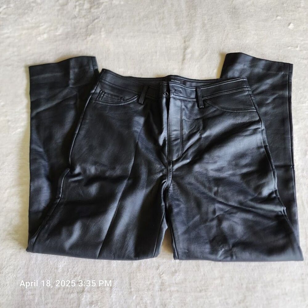 Halogen Women's 10 High Waisted 5 Pocket Straight Leg Vegan Leather Pants Black